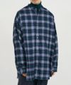 ＜Graphpaper＞Check Flannel Oversized Band Collar Shirt (GM233-50285)