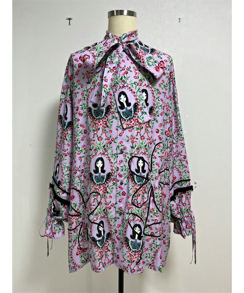 ＜KIDILL＞BOWTIE SHIRT GIRL PRINT PATTERN