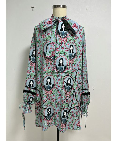 ＜KIDILL＞BOWTIE SHIRT GIRL PRINT PATTERN