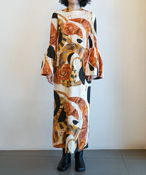 Mame Kurogouchi＞Marble Print I-Line Jersey Dress | MAKES ONLINE STORE