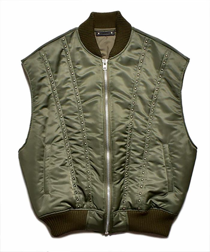 MINEDENIM＞Studs Trimmimg Padding Vest | MAKES ONLINE STORE