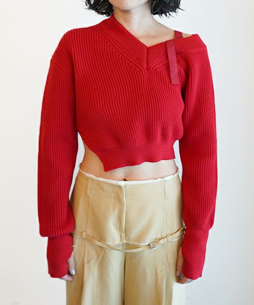 ＜JACQUEMUS＞La maille Seville(Asymmetric ribbed pullover)