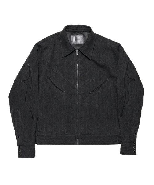 The Letters＞WESTERN CUT OUT ZIP JACKET -WOOL LINEN HERRINGBONE 