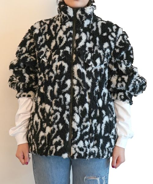 ＜BASICKS＞ECO Fleece Heart Leopard Blouson