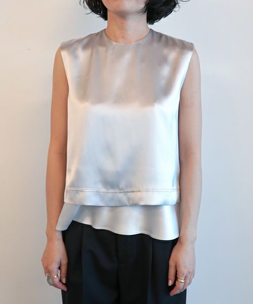 ＜CINOH＞BLACK FORMAL SLEEVELESS BLOUSE