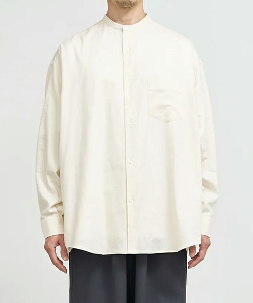 ＜Graphpaper＞Cotton Cashmere L/S Oversized Band Collar Shirt(GM234-50074B)