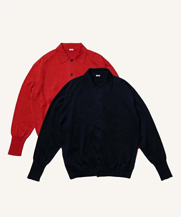 A.PRESSE＞Cotton Knit Polo Collar Cardigan | MAKES ONLINE STORE