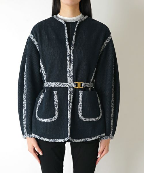 ＜Mame Kurogouchi＞Double Face Floral Detail Knitted Jacket