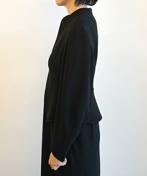 Mame Kurogouchi＞Triacetate Polyester Collarless Jacket