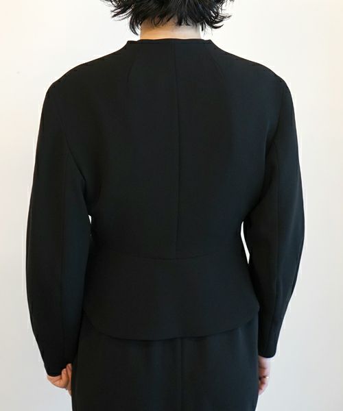 Mame Kurogouchi＞Triacetate Polyester Collarless Jacket