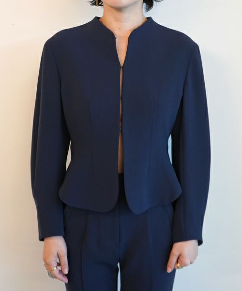 ＜Mame Kurogouchi＞Triacetate Polyester Collarless Jacket
