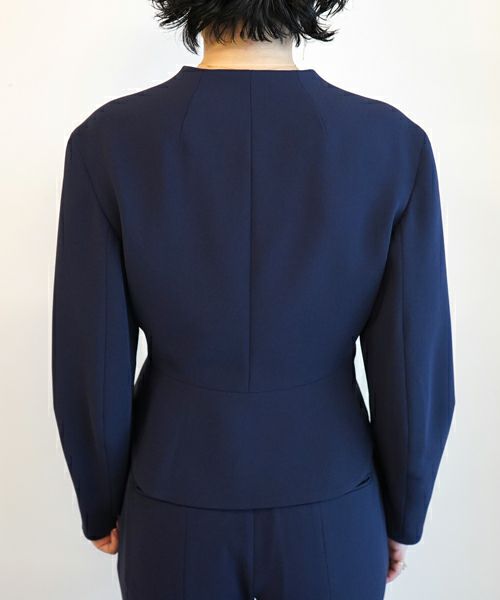 Mame Kurogouchi♡Triacetate Polyester Collarless Jacket Mame Kurogouchi(マメ) Triacetate Polyester Collarless Jacket