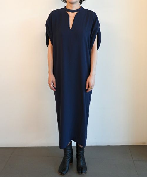 ＜Mame Kurogouchi＞Back Satin Crepe Georgette Emboridered Lace Back Dress