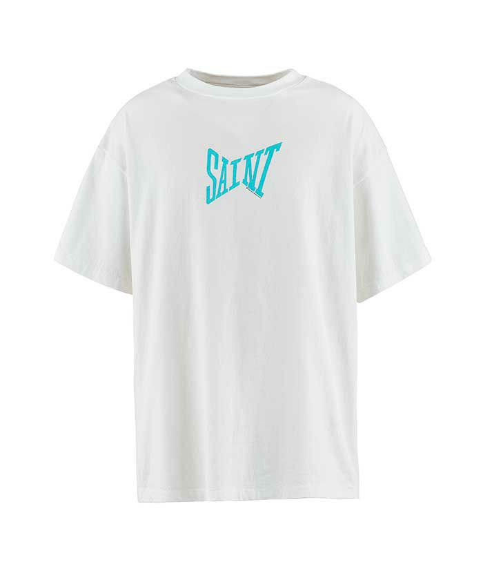 SAINT MICHAEL＞SS TEE/RIBON SAINT/WH+BU | MAKES ONLINE STORE
