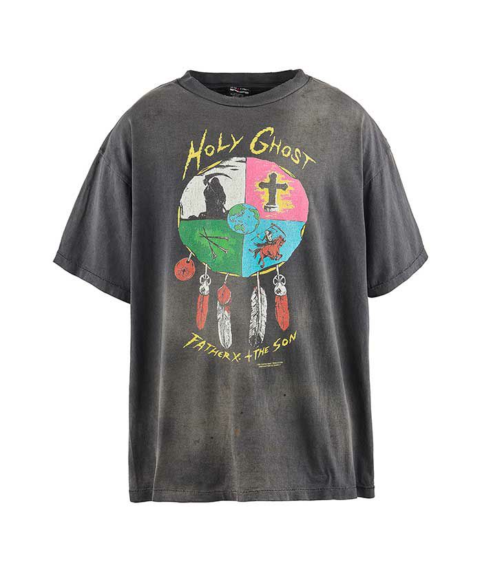 ＜SAINT MICHAEL＞LM_SS TEE/HOLY GHOST/BLK