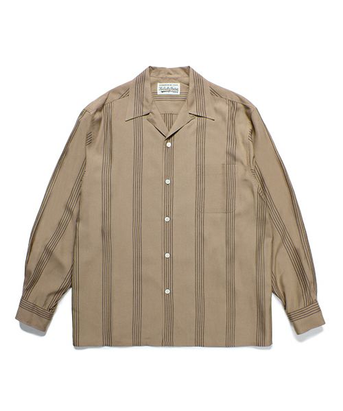 ＜WACKO MARIA＞STRIPED OPEN COLLAR SHIRT L/S