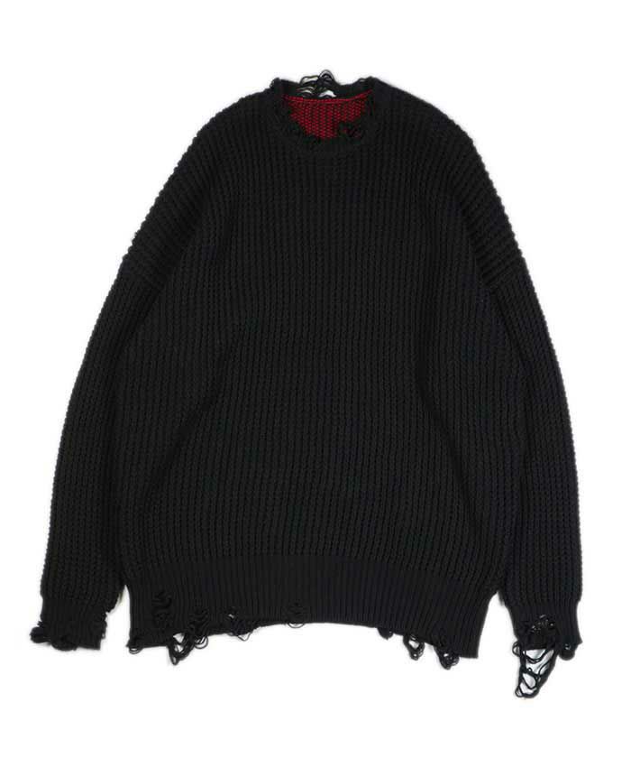 CVTVLIST カタリスト CRASH KNIT 黒赤　サマーニット CVTVLIST カタリスト CRASH KNIT 黒赤 サマーニット