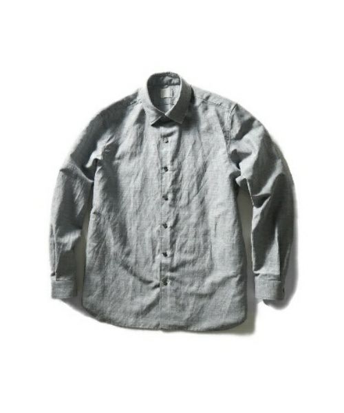 ＜山内＞ウール×リネン ⾼密度クロスシャツ