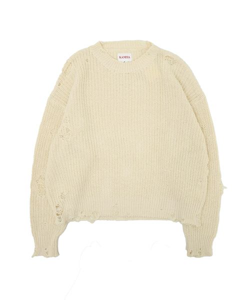 ＜KAMIYA＞BORO Knit Pullover