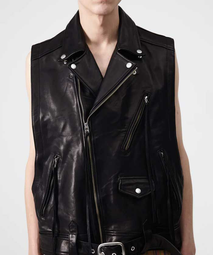 ＜BED J.W. FORD＞Layered Leather Vest