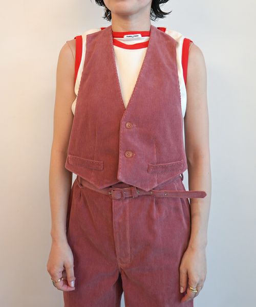 ＜FUMIKA＿UCHIDA＞CORDUROY OPEN BACK WAISTCOAT