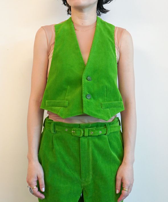 ＜FUMIKA＿UCHIDA＞CORDUROY OPEN BACK WAISTCOAT