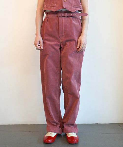 ＜FUMIKA＿UCHIDA＞CORDUROY BELTED 2-TUCK SLACKS