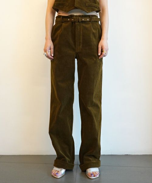 FUMIKA＿UCHIDA＞CORDUROY BELTED 2-TUCK SLACKS | MAKES ONLINE STORE