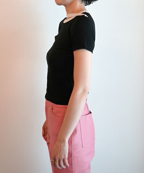 FUMIKA_UCHIDA ダブルネックTEE FUMIKA UCHIDA/フミカウチダ】TRIMMED DOUBLE-NECK TEE T-CS001