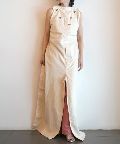 ＜FUMIKA＿UCHIDA＞DENIM OVERALL APRON MIXI DRESS