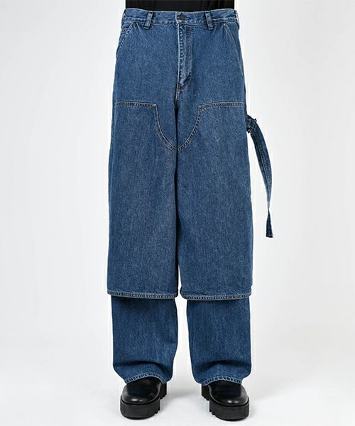 LAD MUSICIAN＞12oz FLAT DENIM DOUBLE KNEE PT-BLUE | MAKES ONLINE STORE