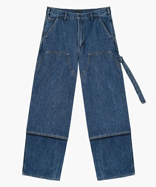 LAD MUSICIAN＞12oz FLAT DENIM DOUBLE KNEE PT-BLUE | MAKES ONLINE STORE