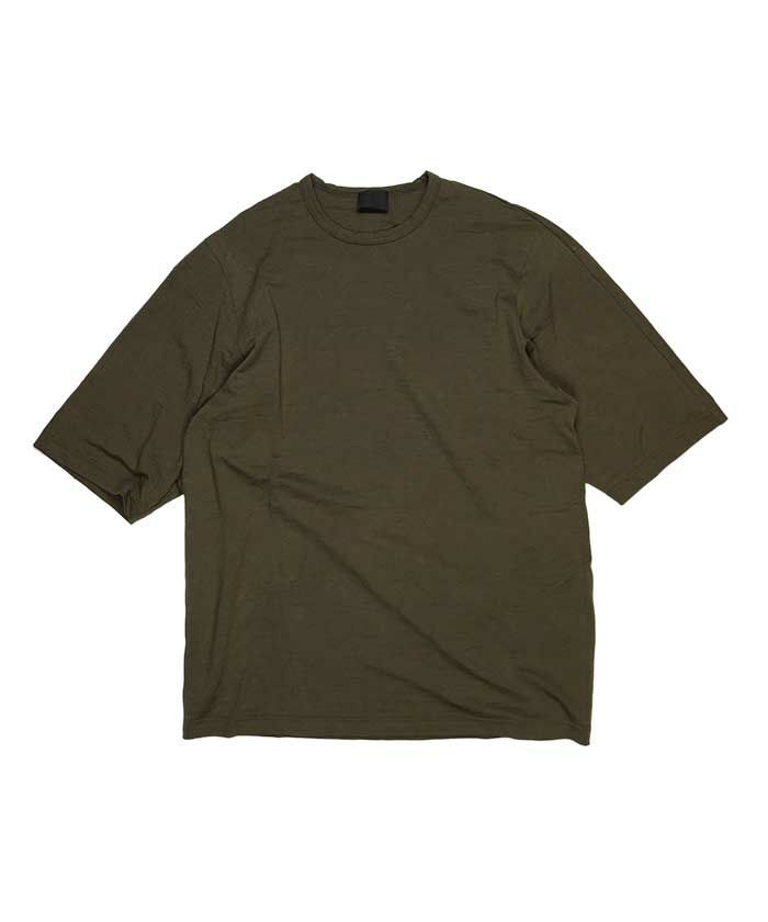 ＜山内＞塩縮加⼯リネンニットTシャツ