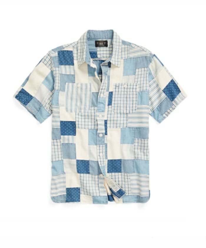 RRL＞COTTON INDIGO PATCHWORK S/S SHIRT(MNRRWOV1N820049) | MAKES ONLINE STORE