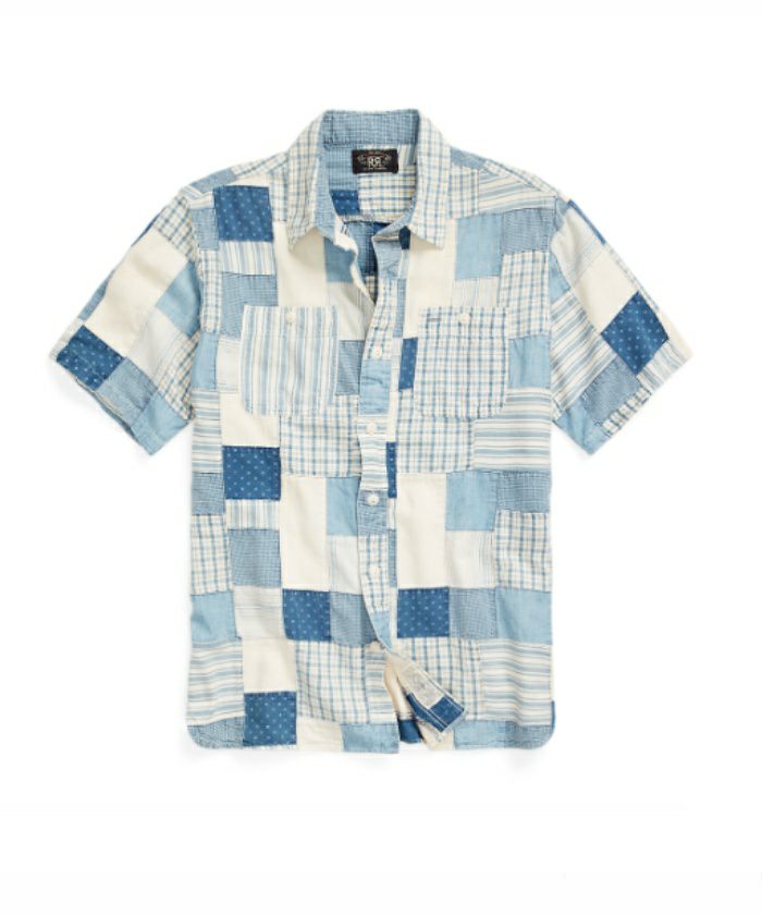 ＜RRL＞COTTON INDIGO PATCHWORK S/S SHIRT(MNRRWOV1N820049)