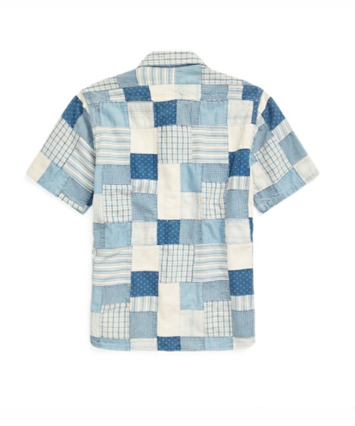 ＜RRL＞COTTON INDIGO PATCHWORK S/S SHIRT(MNRRWOV1N820049)