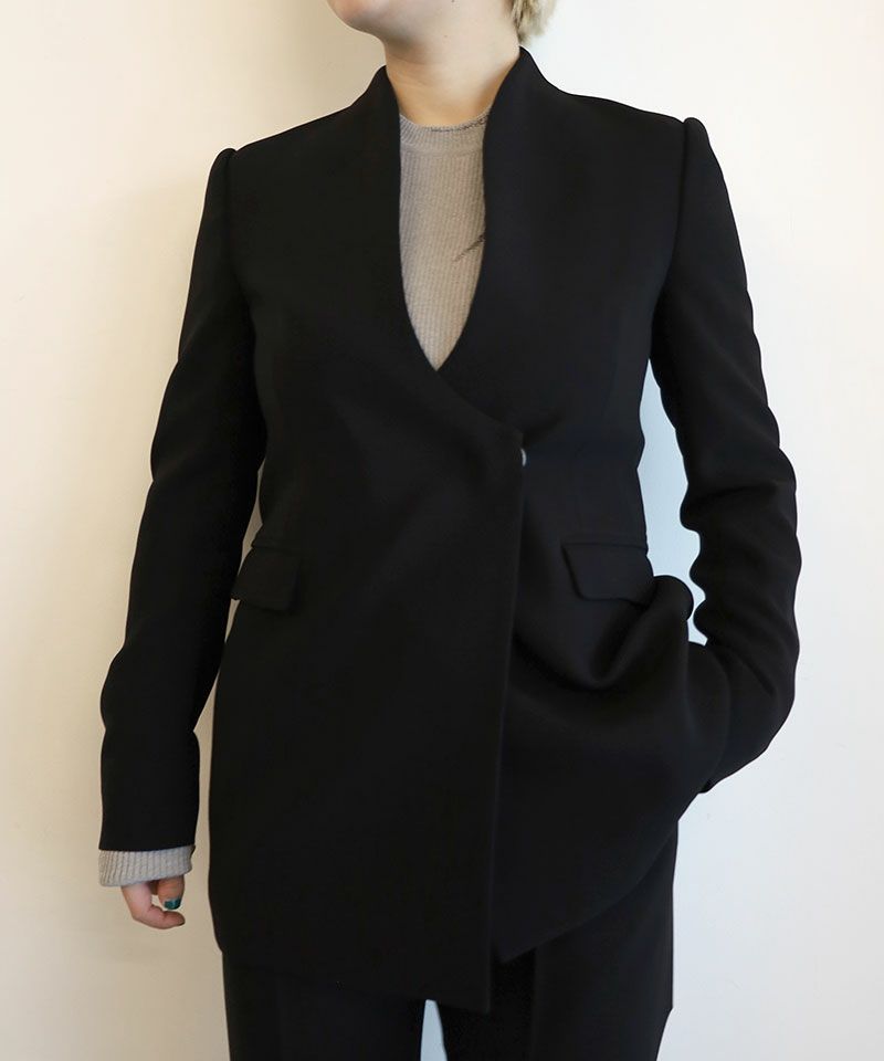 ＜Mame Kurogouchi＞Acetate Polyester Collarless Double Breasted Suit Jacket