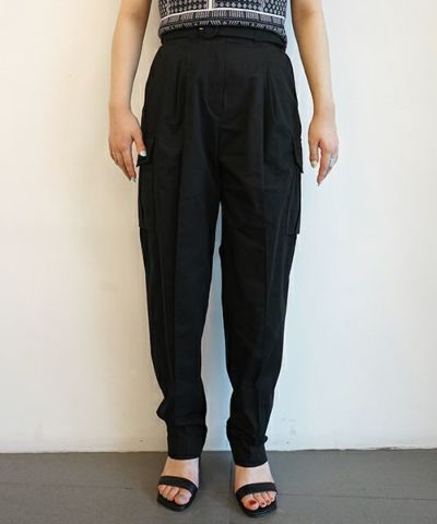 Mame Kurogouchi＞Organic Cotton Twill High Waisted Cargo Trousers