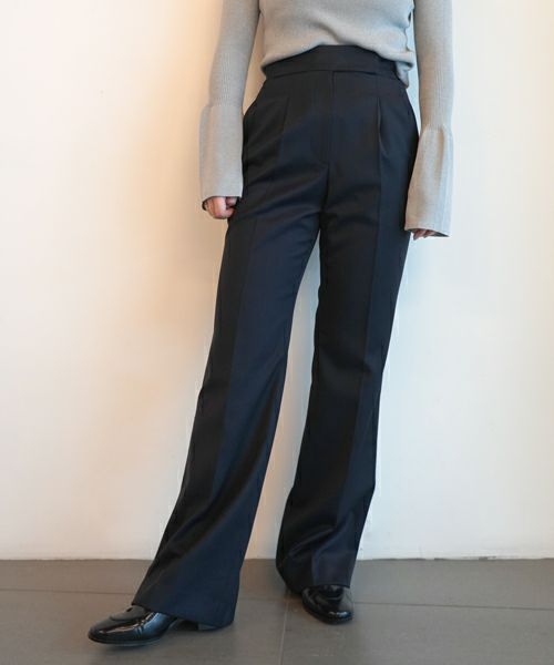 Mame Kurogouchi★ Wide Trousers Mame Kurogouchi＞Light Wool Max Gabadine Flared Suit Trousers