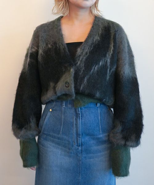 ＜Mame Kurogouchi＞Drip Glaze Pattern Mohair Knitted Cardigan