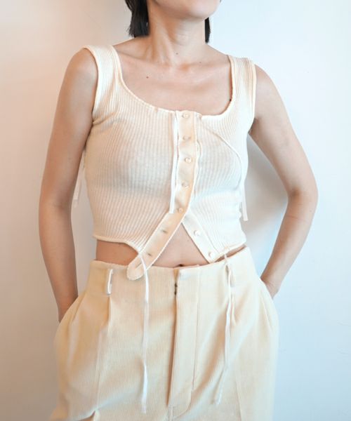 FUMIKA_UCHIDA>VINTAGE RIBBED CORSET TOP_SLEEVELESS | MAKES FUMIKA_UCHIDA>VINTAGE RIBBED CORSET TOP_SLEEVELESS | MAKES