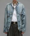 ＜R13＞COLLARLESS ZIP-UP TRUCKER JACKET