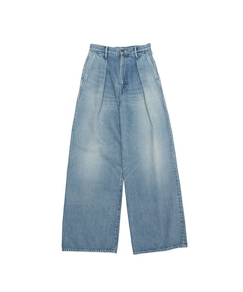 ＜Graphpaper＞Selvage Denim Two Tuck Wide Pants-LIGHT FADE-(GL243-40189LB)