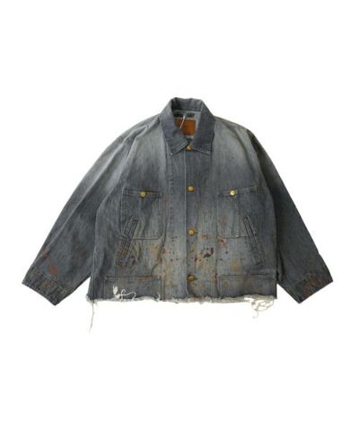 ジャケット・アウター doublet CUT OFF DENIM COVERALL 24aw doublet】 CUT OFF DENIM COVERALL 24AW47BL204 / DENIM PAINTER
