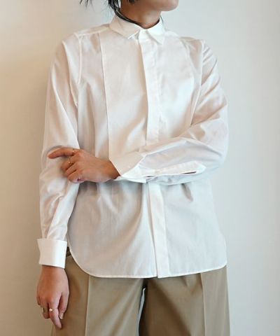 未使用タグ付】HYKE/ハイクTC BIB FRONT SHIRT シャツ白