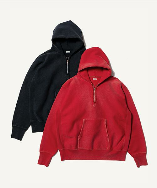 ＜A.PRESSE＞Vintage Half Zip Sweat Hoodie