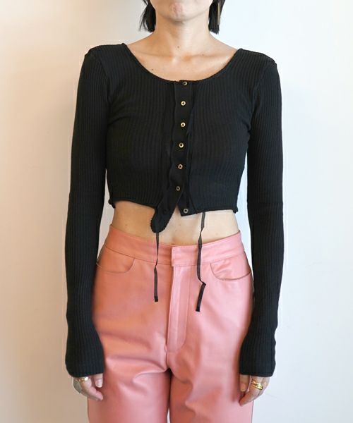 FUMIKA_UCHIDA>VINTAGE RIBBED CORSET TOP_LONG SLEEVE FUMIKA_UCHIDA>VINTAGE RIBBED CORSET TOP_LONG SLEEVE