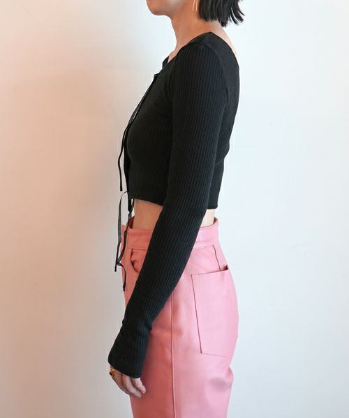 FUMIKA＿UCHIDA＞VINTAGE RIBBED CORSET TOP_LONG SLEEVE