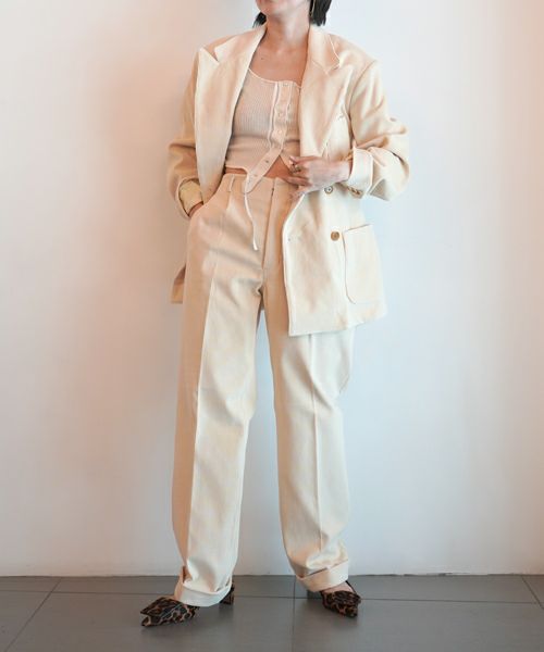 ＜FUMIKA＿UCHIDA＞CORDUROY 2-PIECE SUIT_DOUBLE BREASTED JACKET/2-TUCK SLACKS