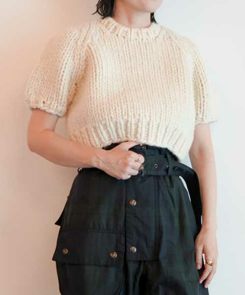 ＜FUMIKA＿UCHIDA＞HAND KNITTED SHORT SLEEVE SWEATER